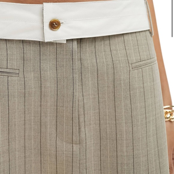 ASOS DESIGN micro mini skirt with detachable turnover waist in beige stripe - Picture 4 of 7